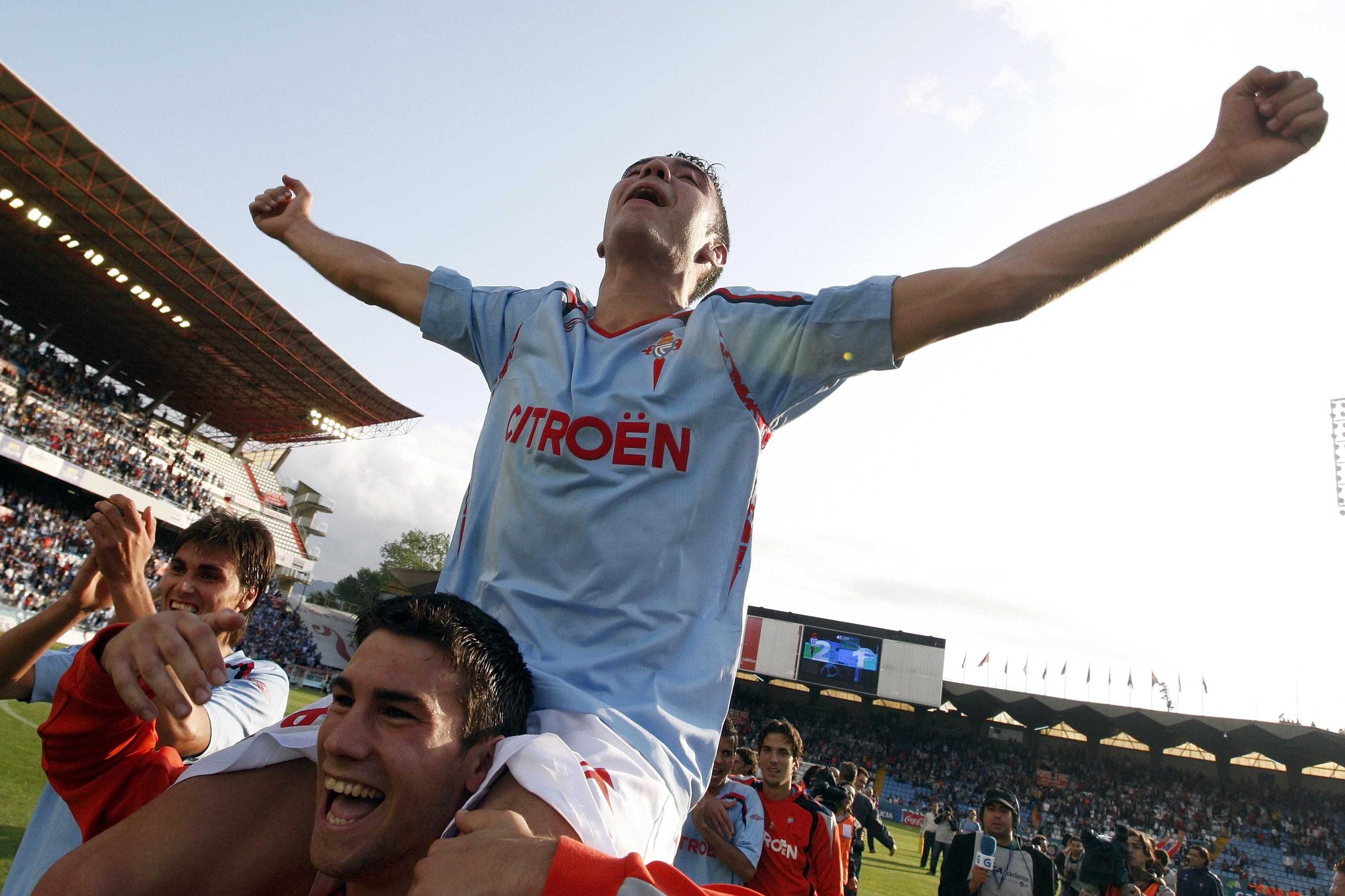  Iago Aspas celebra la salvación del Celta en 2009.