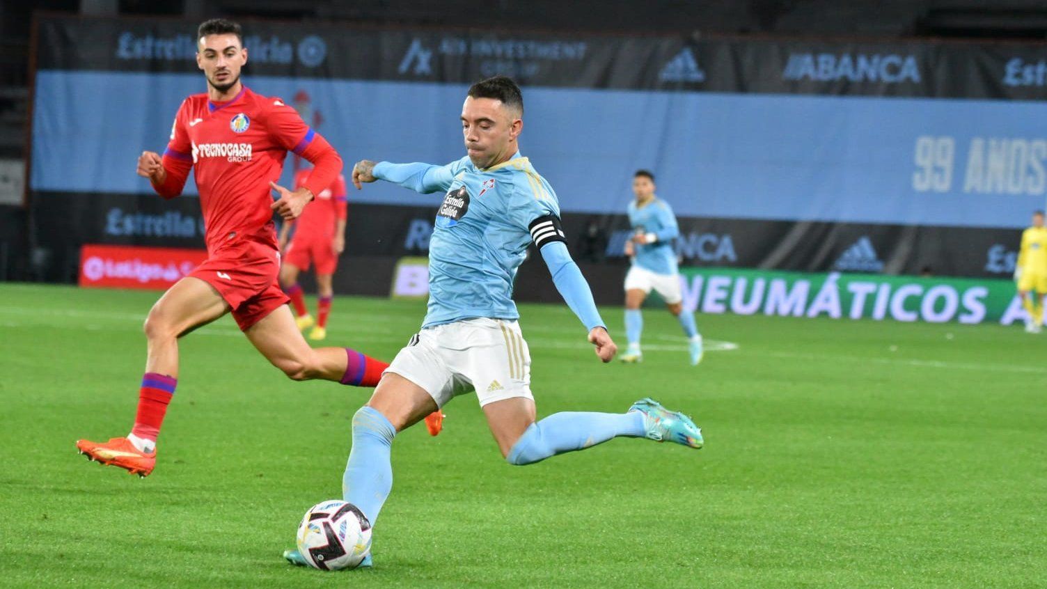 Iago Aspas ante el Getafe en Balaídos. (Foto: LaLiga)