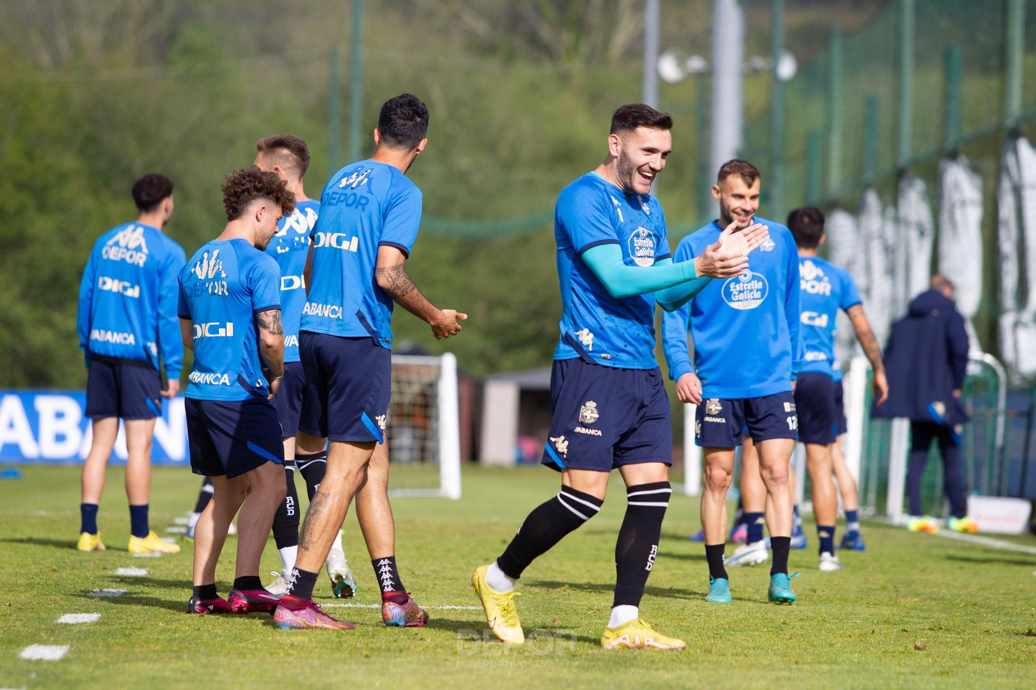 Lucas Pérez esta mañana en Abegondo