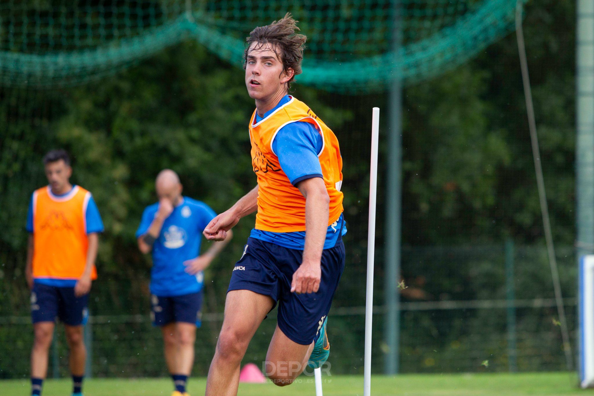 Dani Barcia entrenando con la primera plantilla del Deportivo