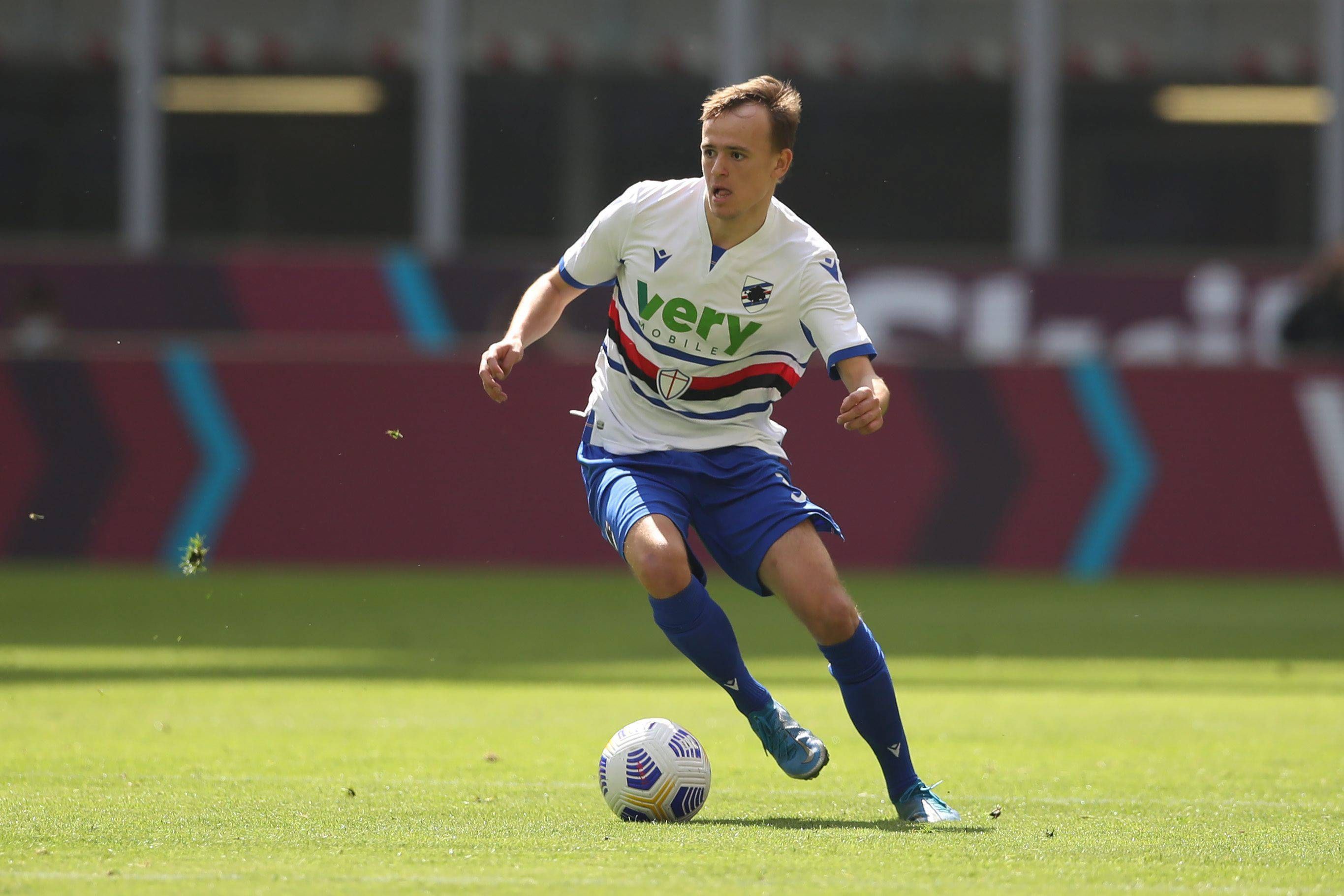  Mikkel Damsgaard durante un partido con la Sampdoria.