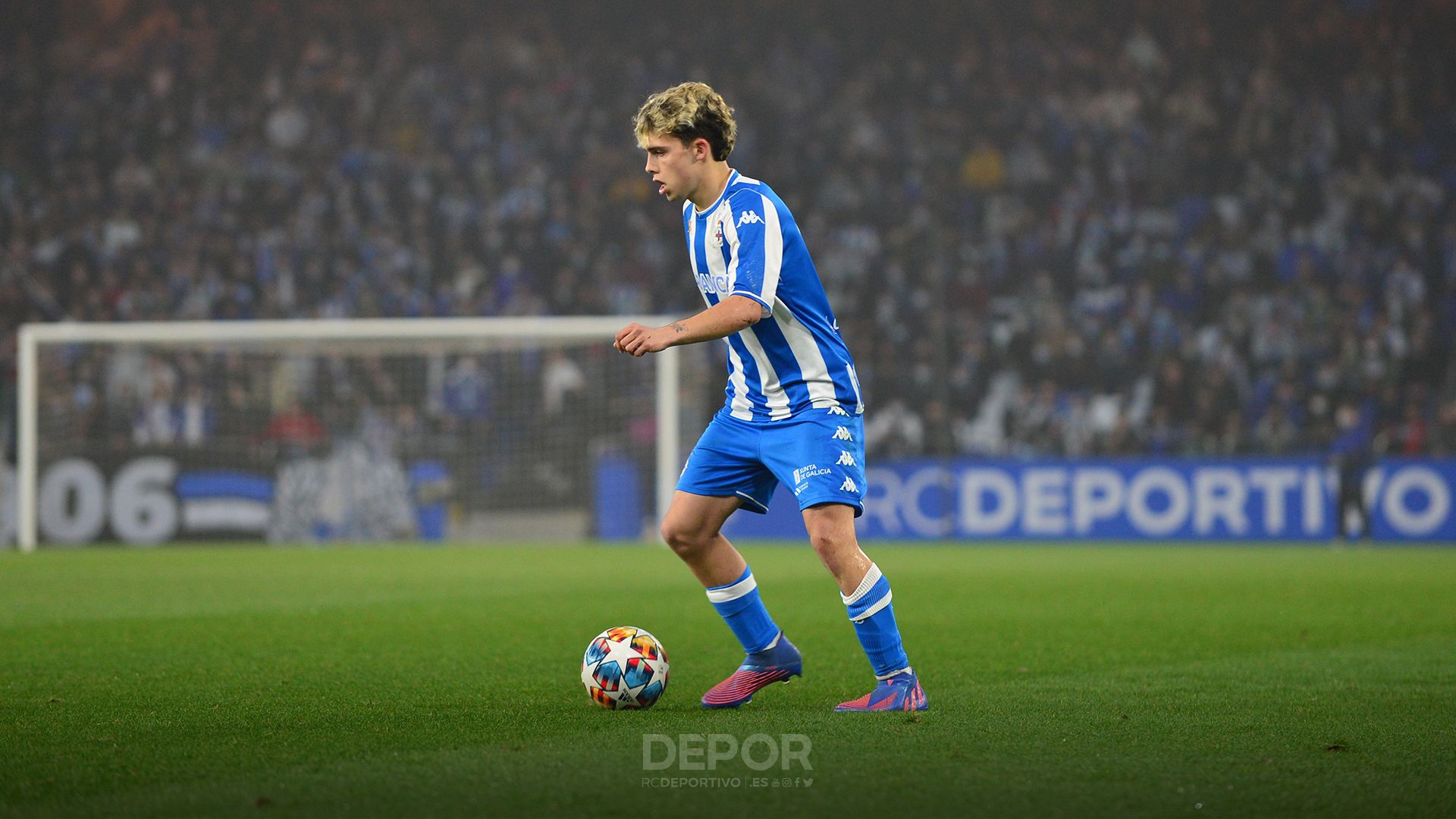 David Mella durante el Dépor-Dinamo de la UEFA Youth League.