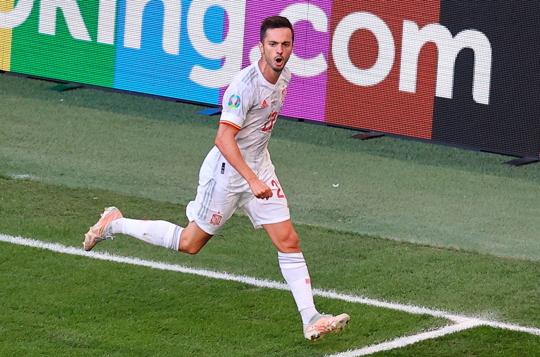 Sarabia, bajo las órdenes de Luis Enrique, celebrando su gol ante Croacia.