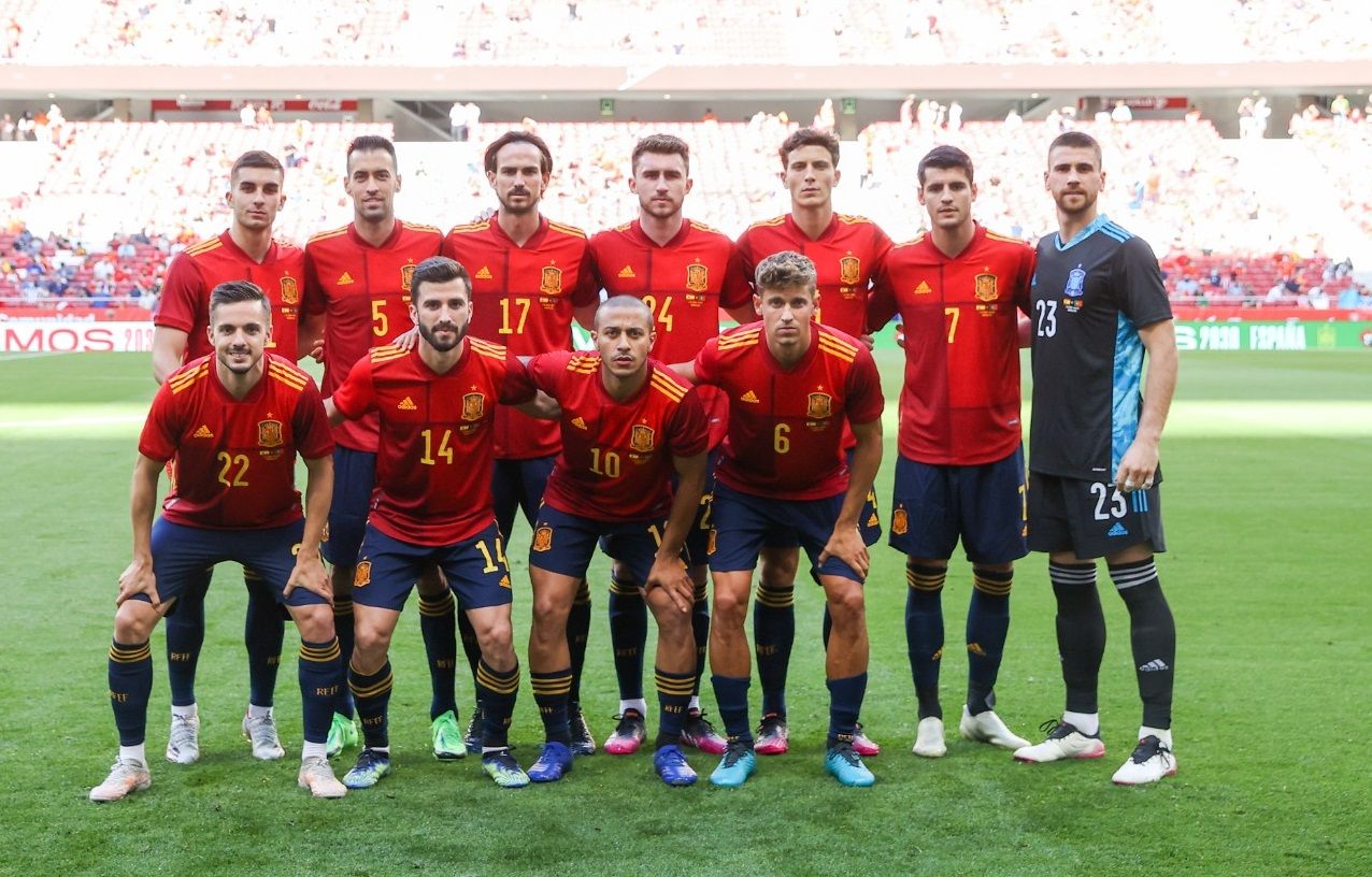 El once de España ante Portugal.