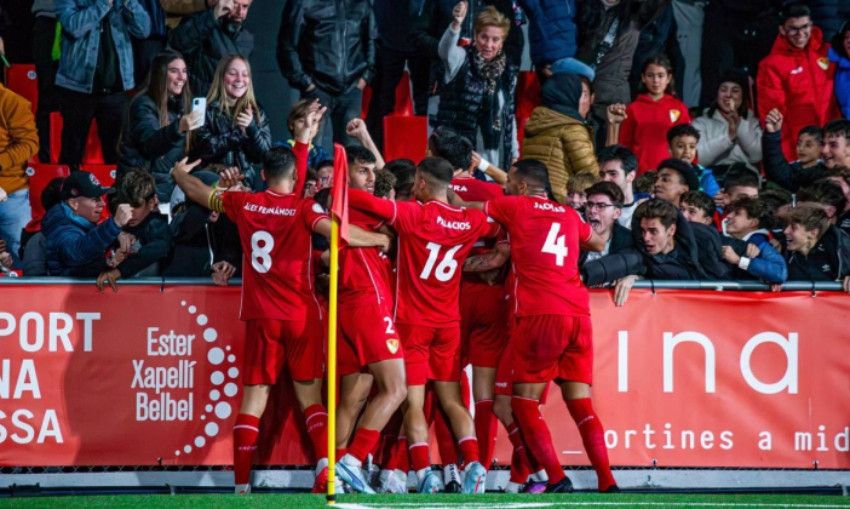  El Terrassa celebrando el gol ante el Albacete en la Copa del Rey.