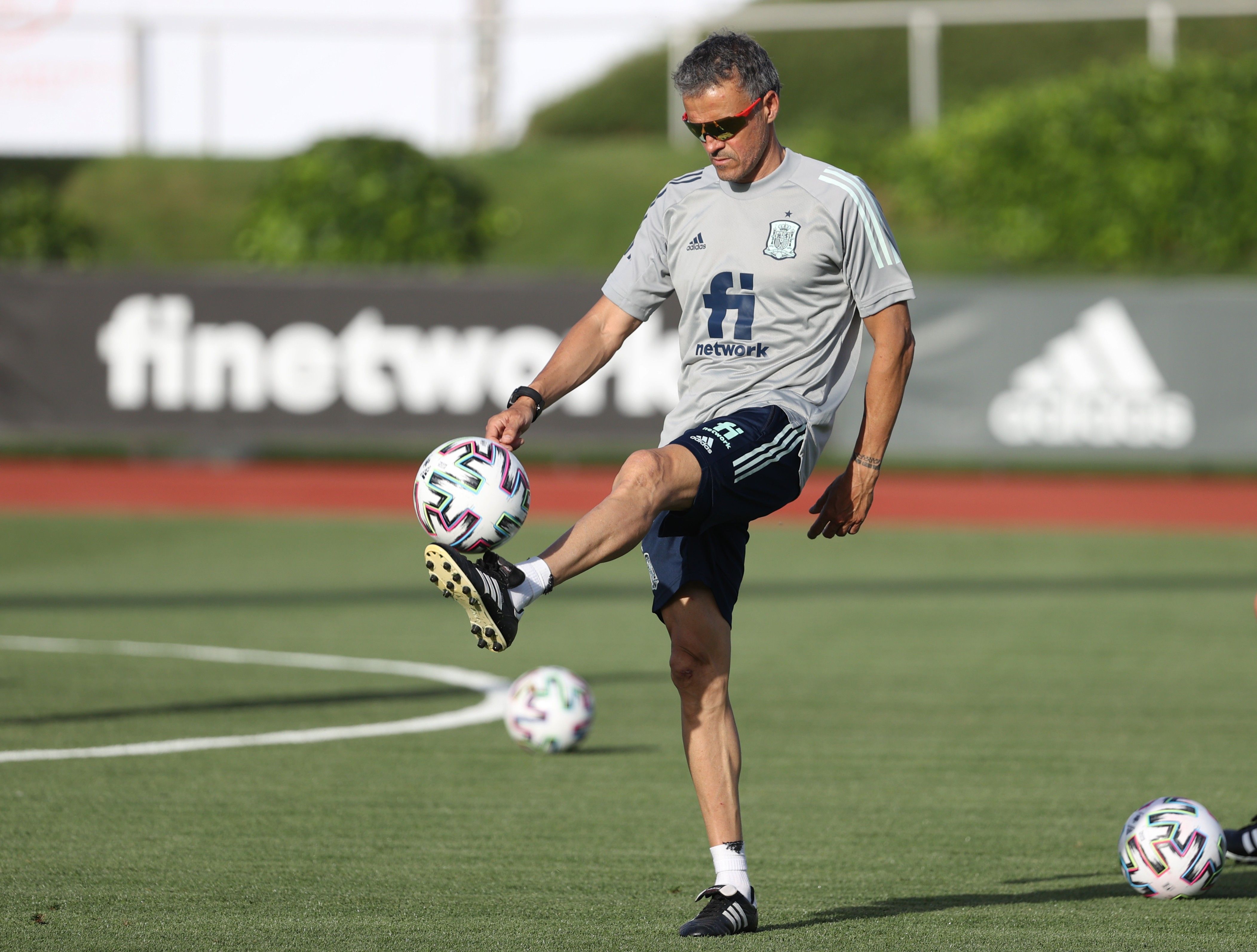  Luis Enrique, en el entrenamiento de España.