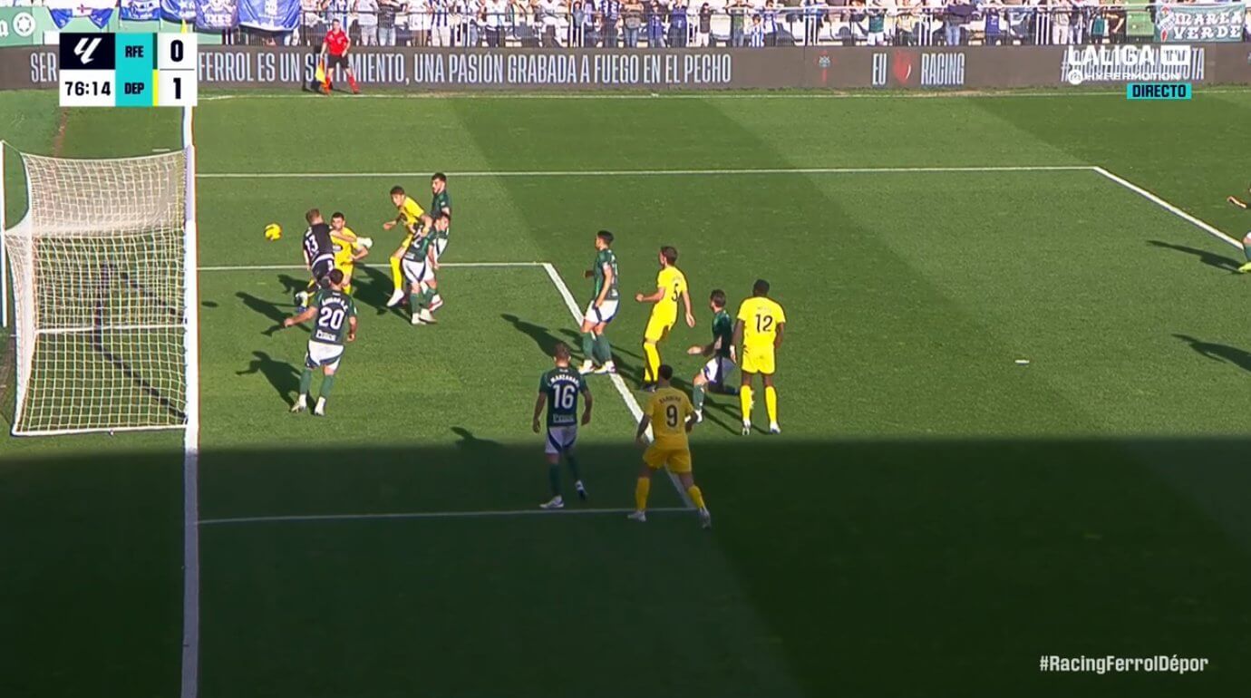 Gol anulado al Dépor ante el Racing de Ferrol.
