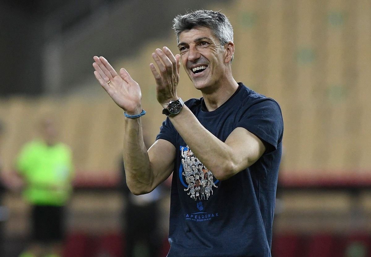  Imanol muestra su felicidad tras ganar la Copa del Rey.