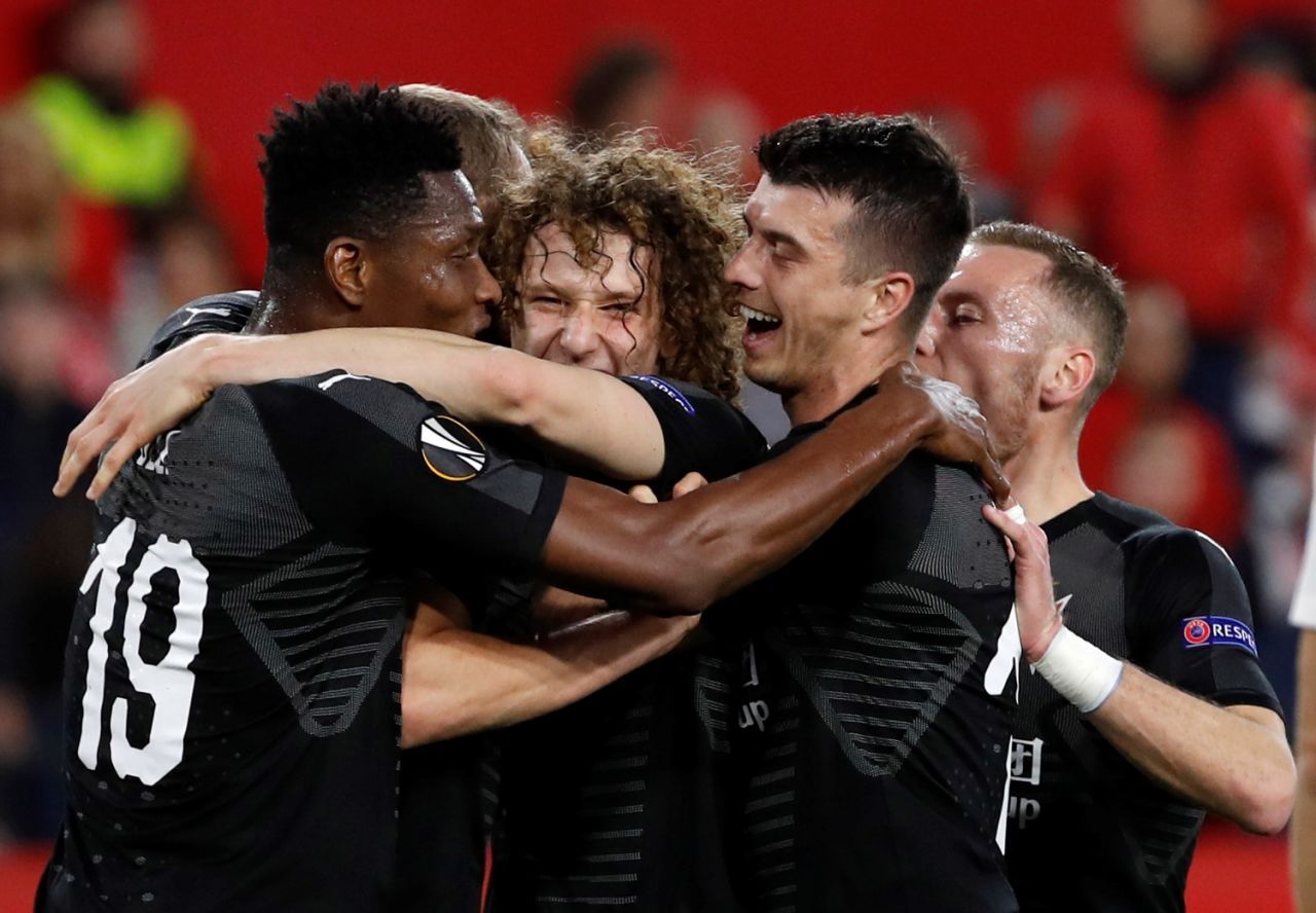  Alex Kral, que será titular en la Eurocopa, celebrando un gol con el Slavia de Praga.