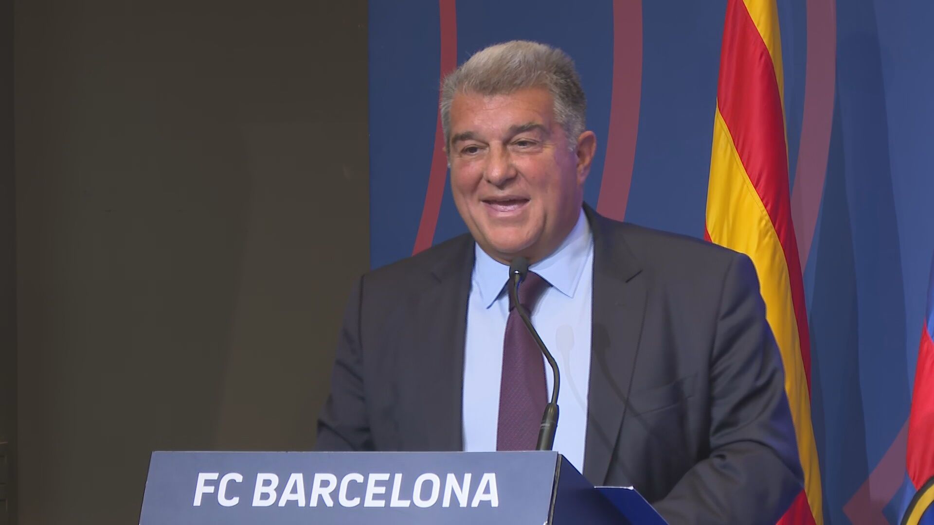  Laporta, durante la rueda de prensa este lunes