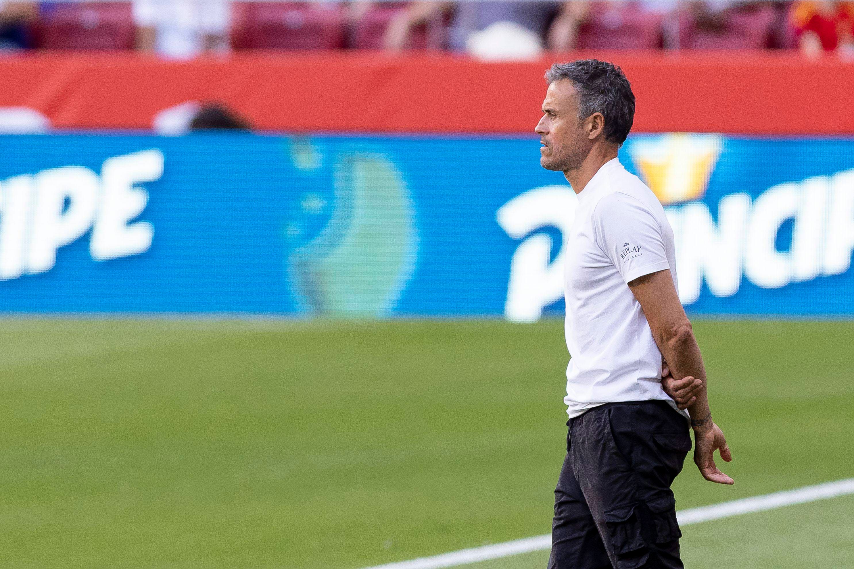 Luis Enrique, durante un partido de España.