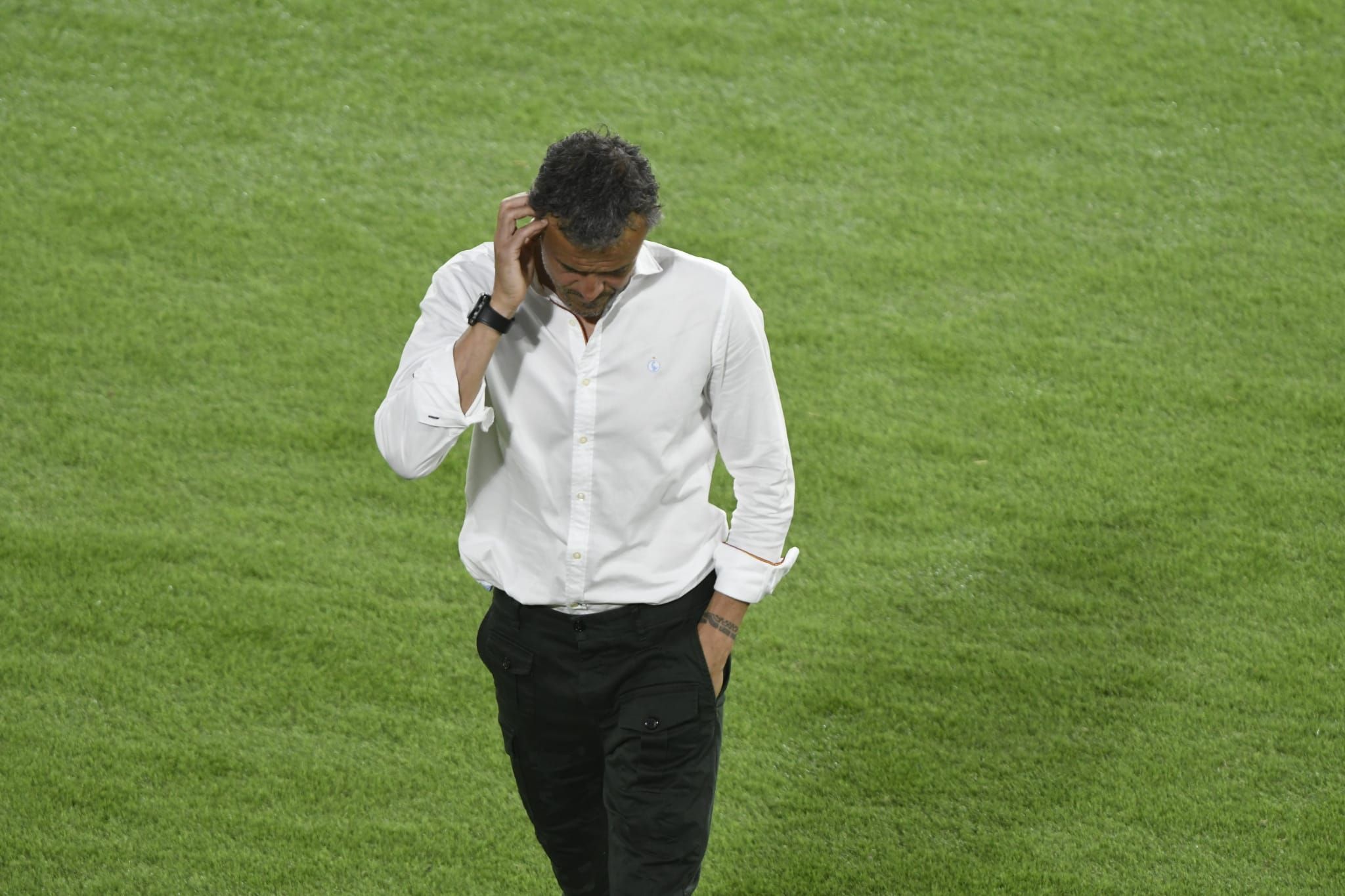 Luis Enrique con muestras de frustración durante el España-Suecia.