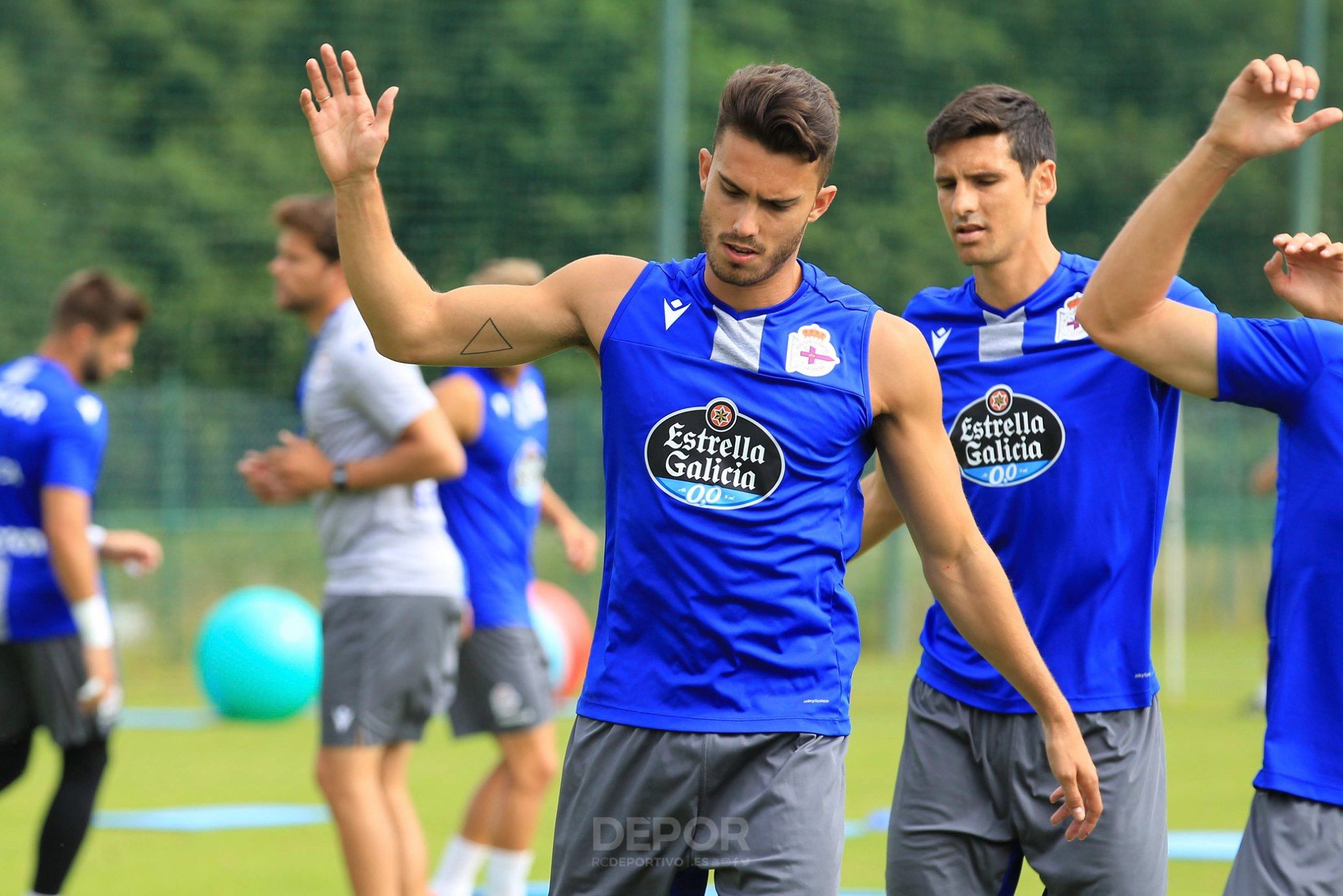  Luis Ruiz, durante su primer entrenamiento con el Dépor.