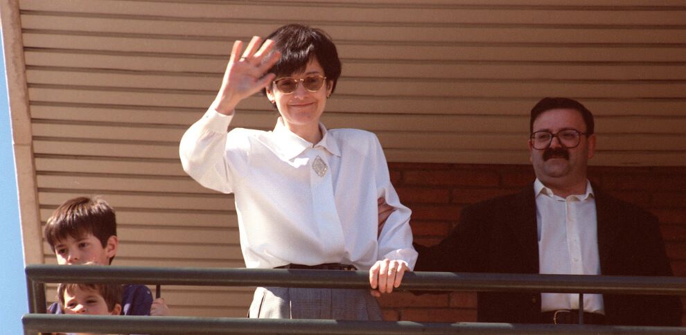 Maria Àngels Feliu Bassols, la farmacéutica de Olot, el día de su liberación.