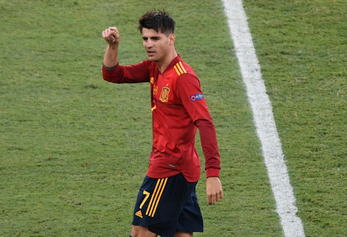 Morata celebra su gol ante Polonia.