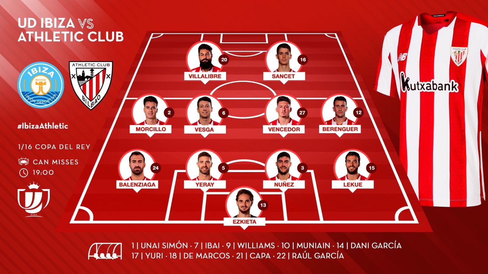 El once de Marcelino García ante el Ibiza en la Copa del Rey.