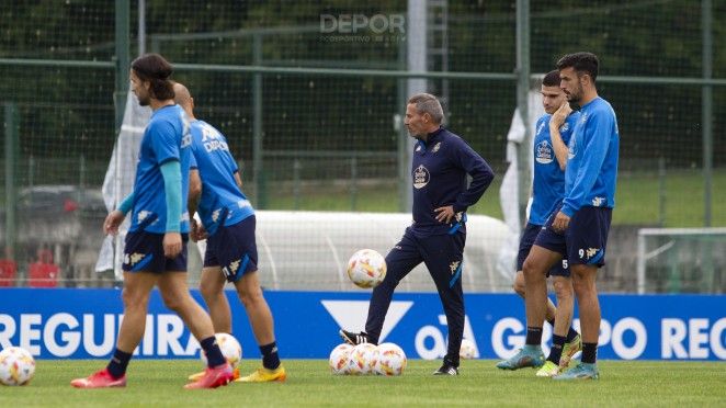  Óscar Cano en un entrenamiento en Abegondo