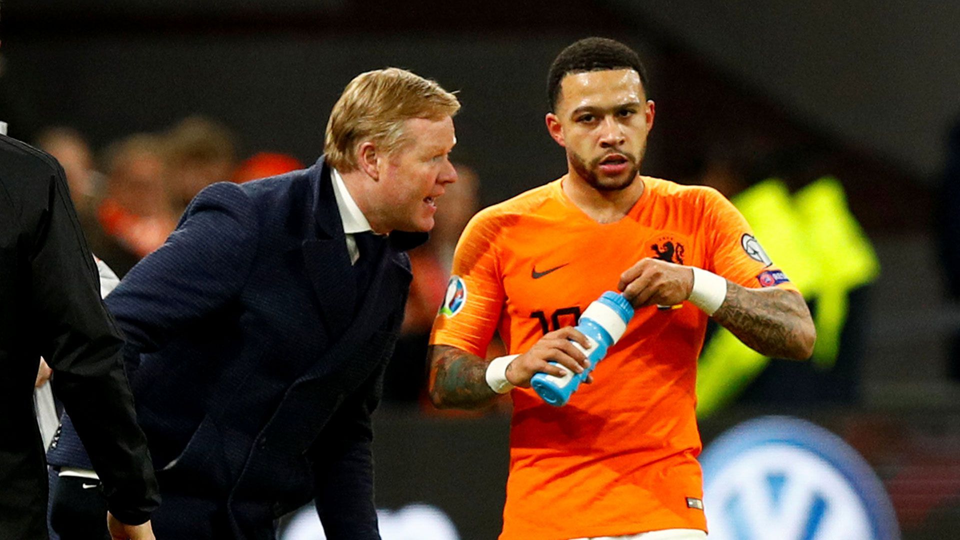 Ronald Koeman y Memphis Depay, con la selección de los Países Bajos.