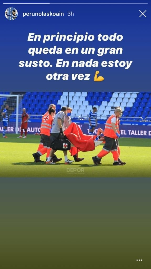 Mensaje de Peru Nolaskoain en Instagram tras su lesión ante el Rayo.