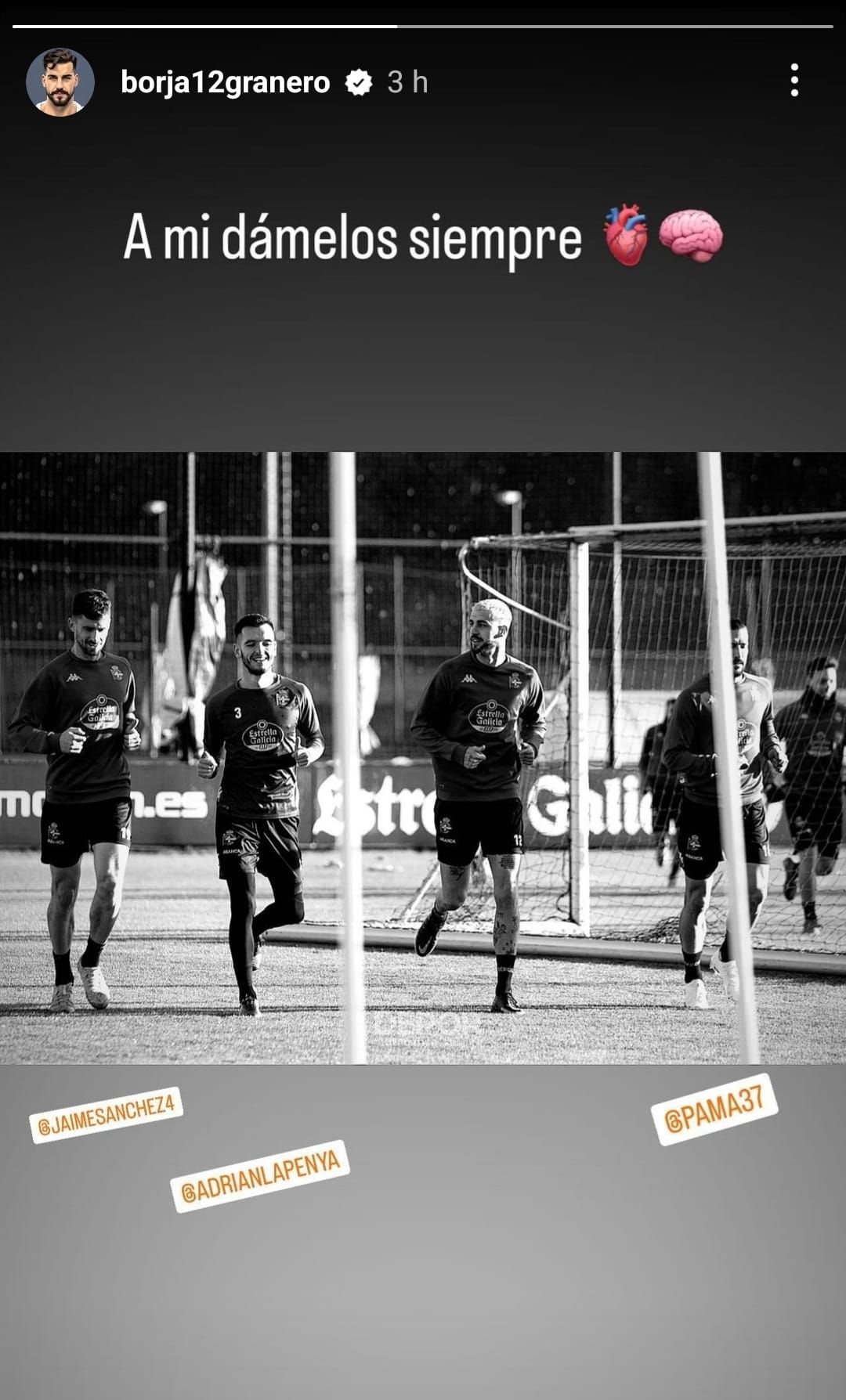 La publicación en Instagram de Borja Granero