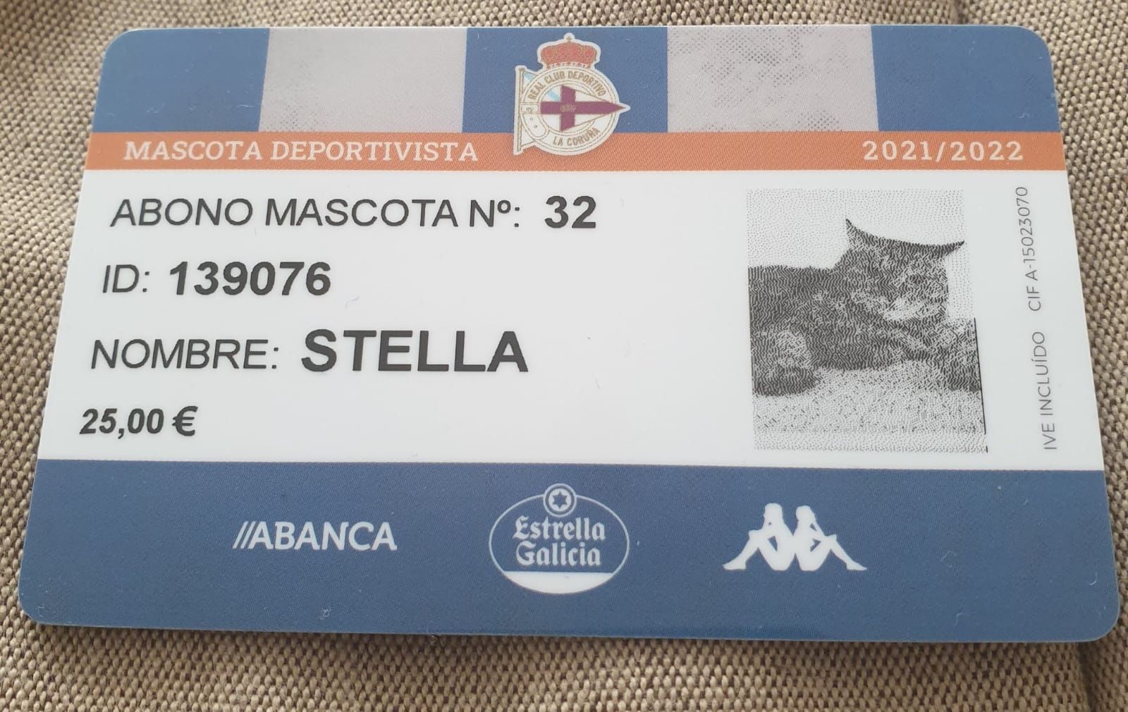 Stella, la gata de Javi que es socia del Deportivo