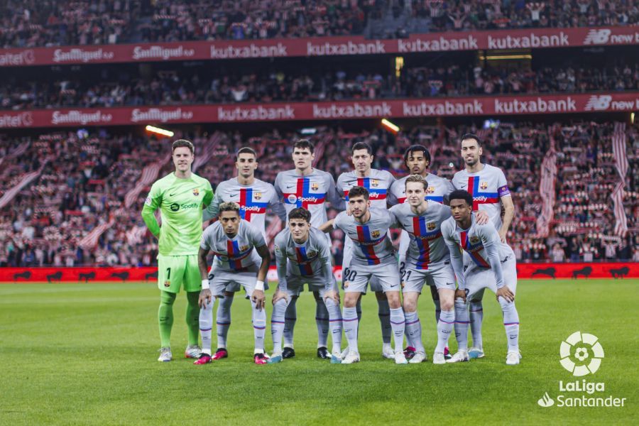  El once del FC Barcelona ante el Athletic en San Mamés.