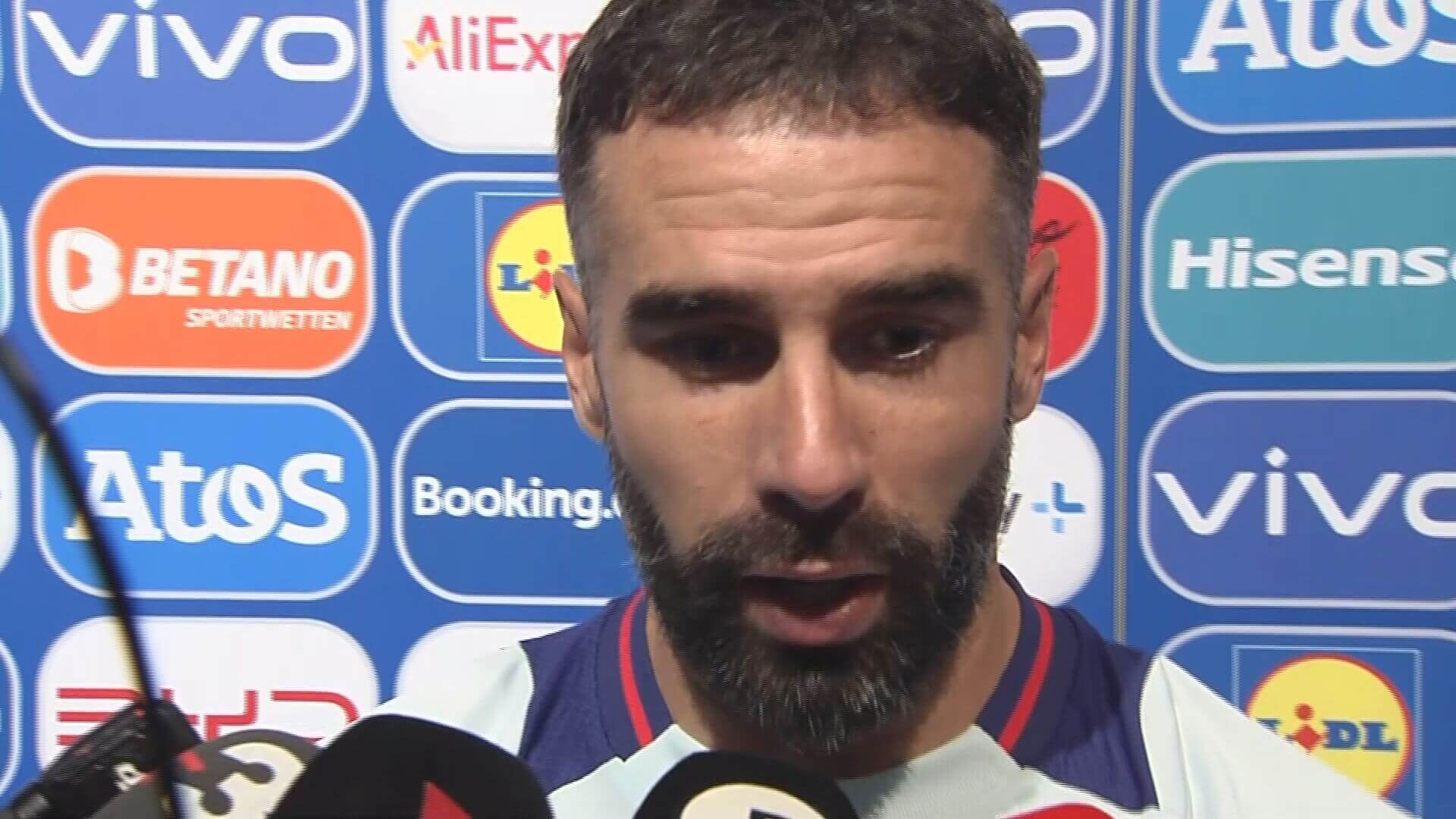 Dani Carvajal, durante la rueda de prensa posterior al partido entre España y Croacia de la Euroco