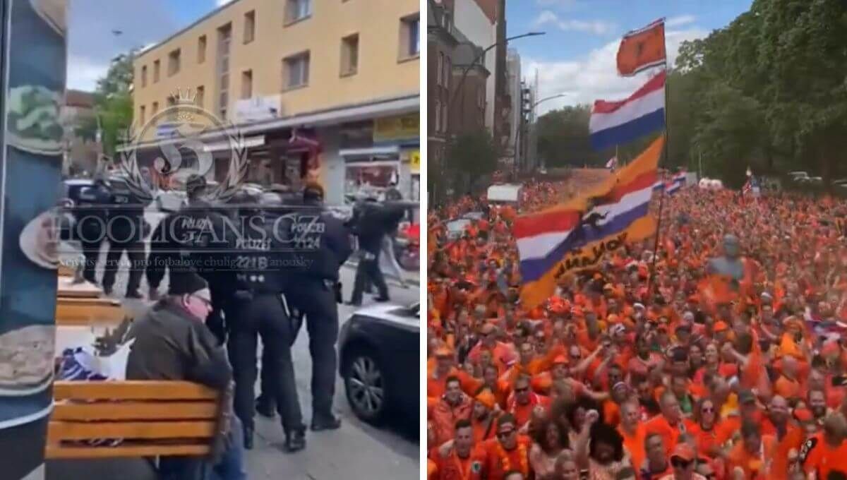  Las imágenes de los disparos de la Policía y la afición de Países Bajos en Hamburgo.