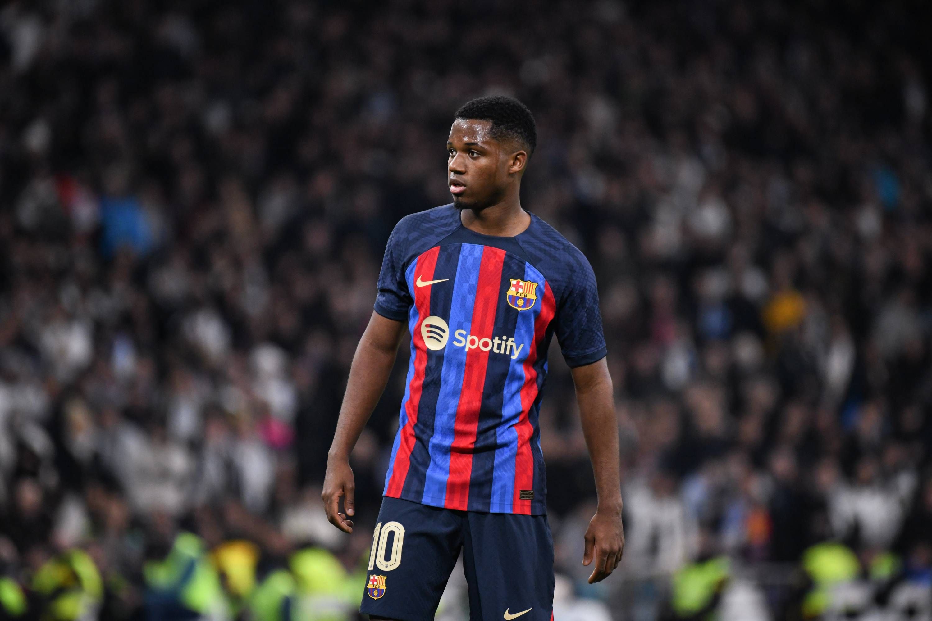 Ansu Fati, durante el Real Madrid-Barcelona de Copa.