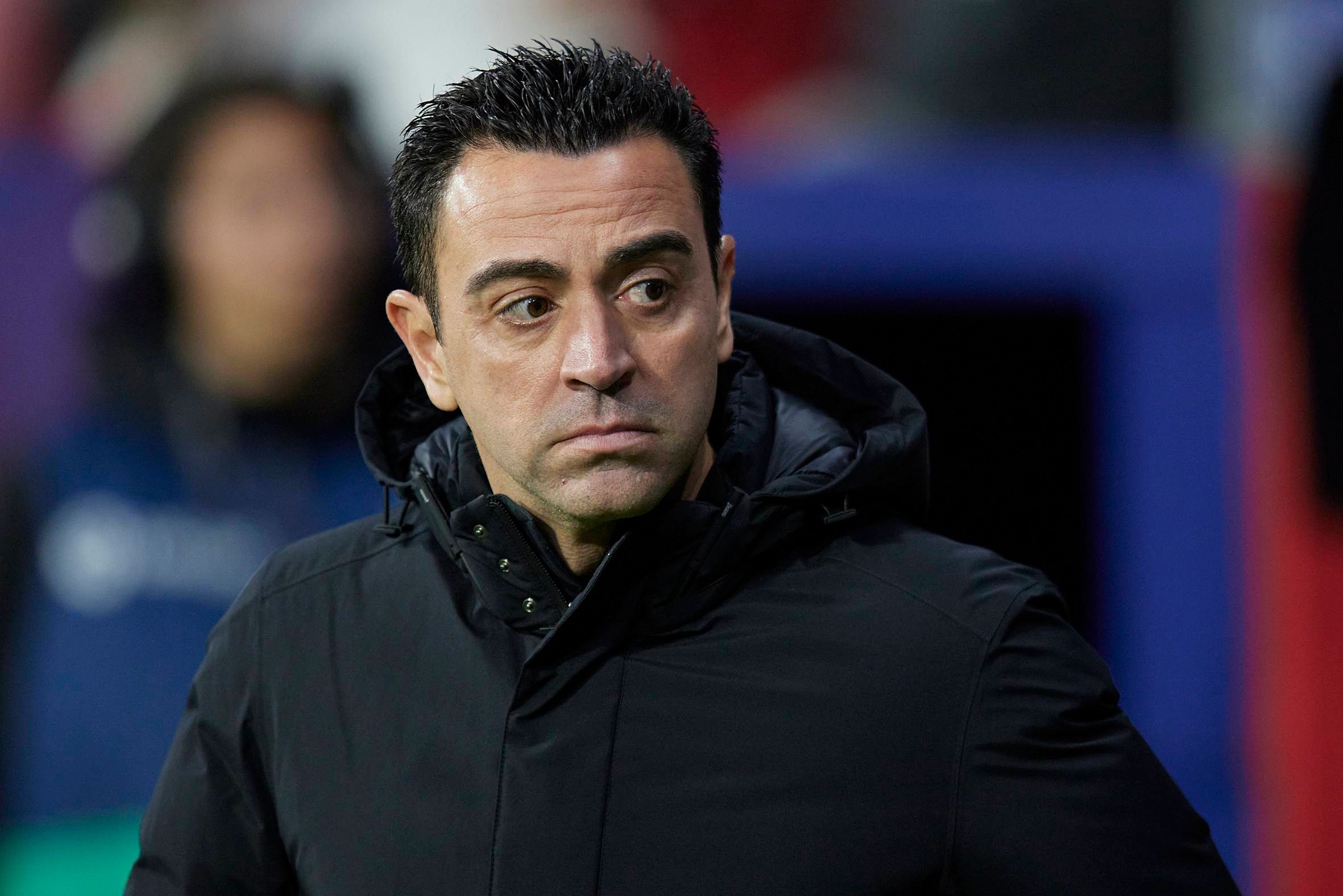 Xavi Hernández, en el Atlético de Madrid-Barcelona.