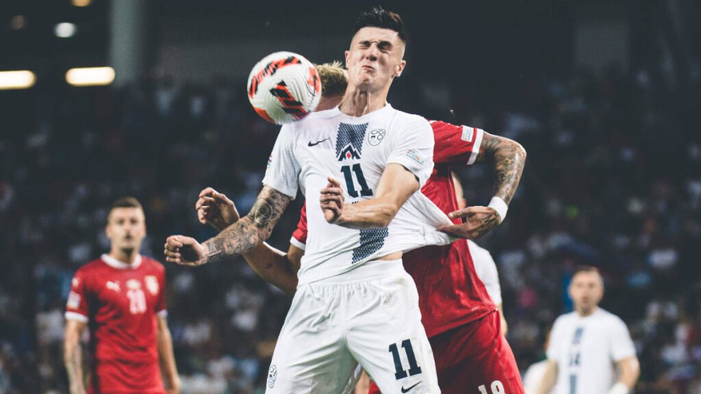 Benjamin Sesko, con la camiseta de Eslovenia (foto: Cordon Press).