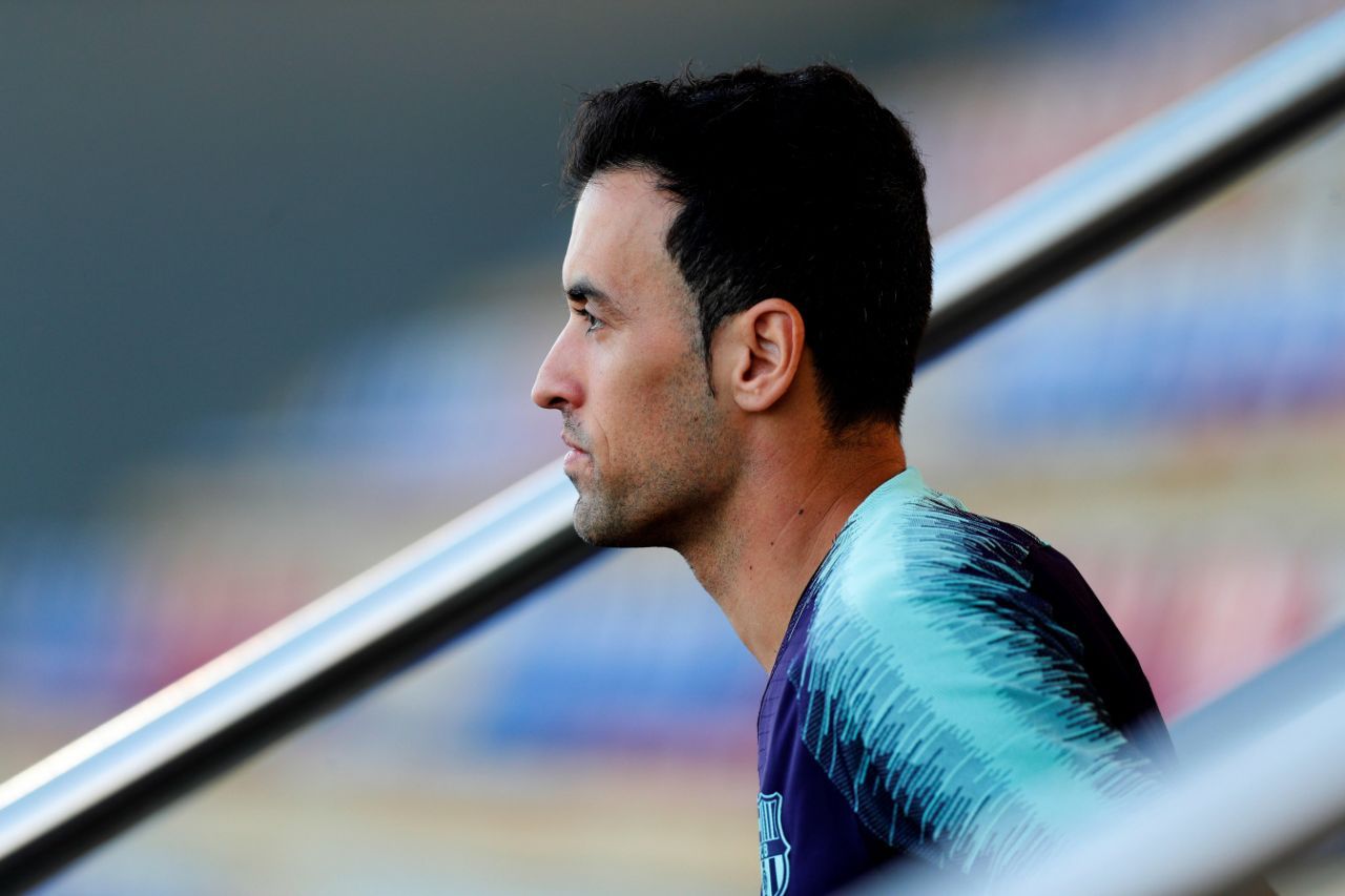 Busquets, en un entrenamiento del FC Barcelona.