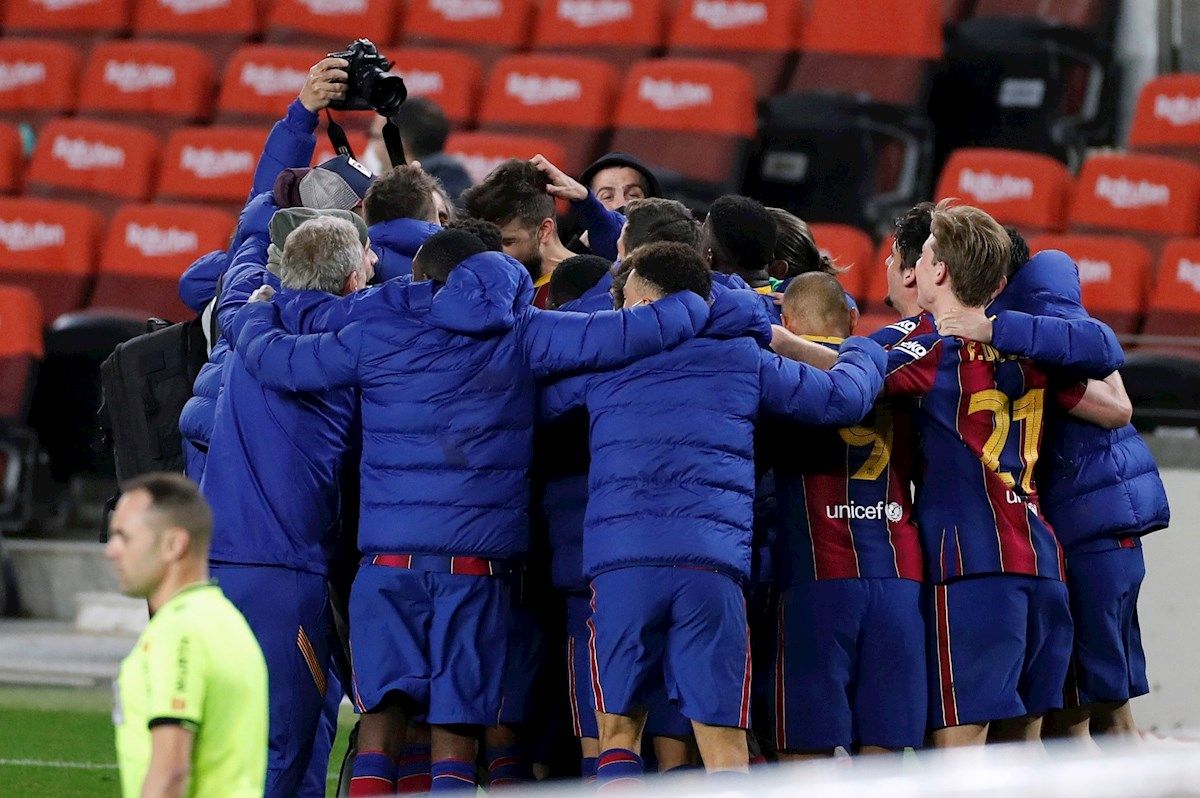  Celebración del Barcelona tras el pase a la final de Copa del Rey.