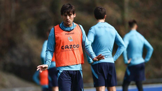  David Silva, durante un entrenamiento en Zubieta.