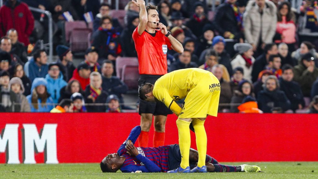  Dembéle, lesionado contra el Leganés.
