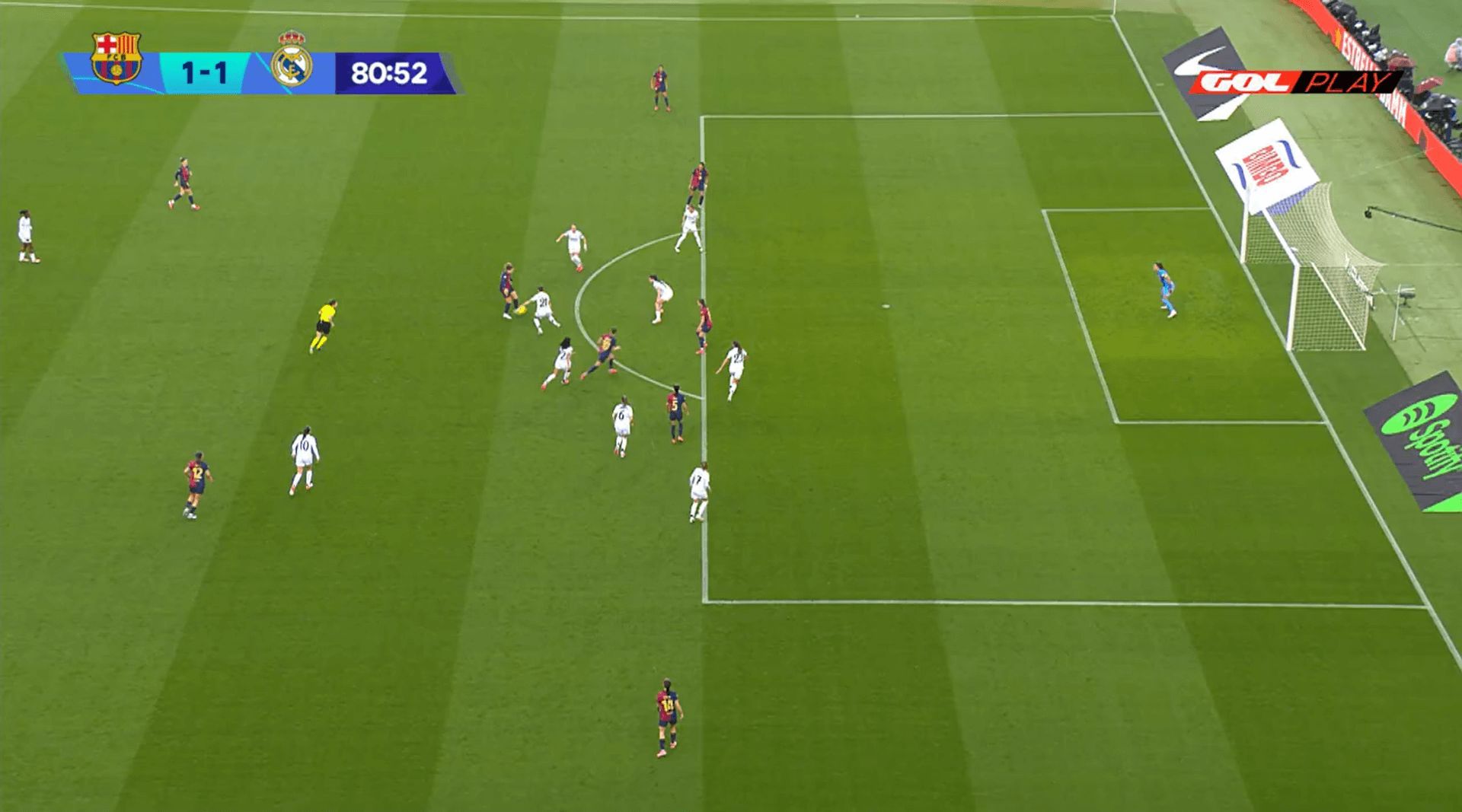 El gol anulado al Barça Femenino ante el Real Madrid. (GOLPLAY)