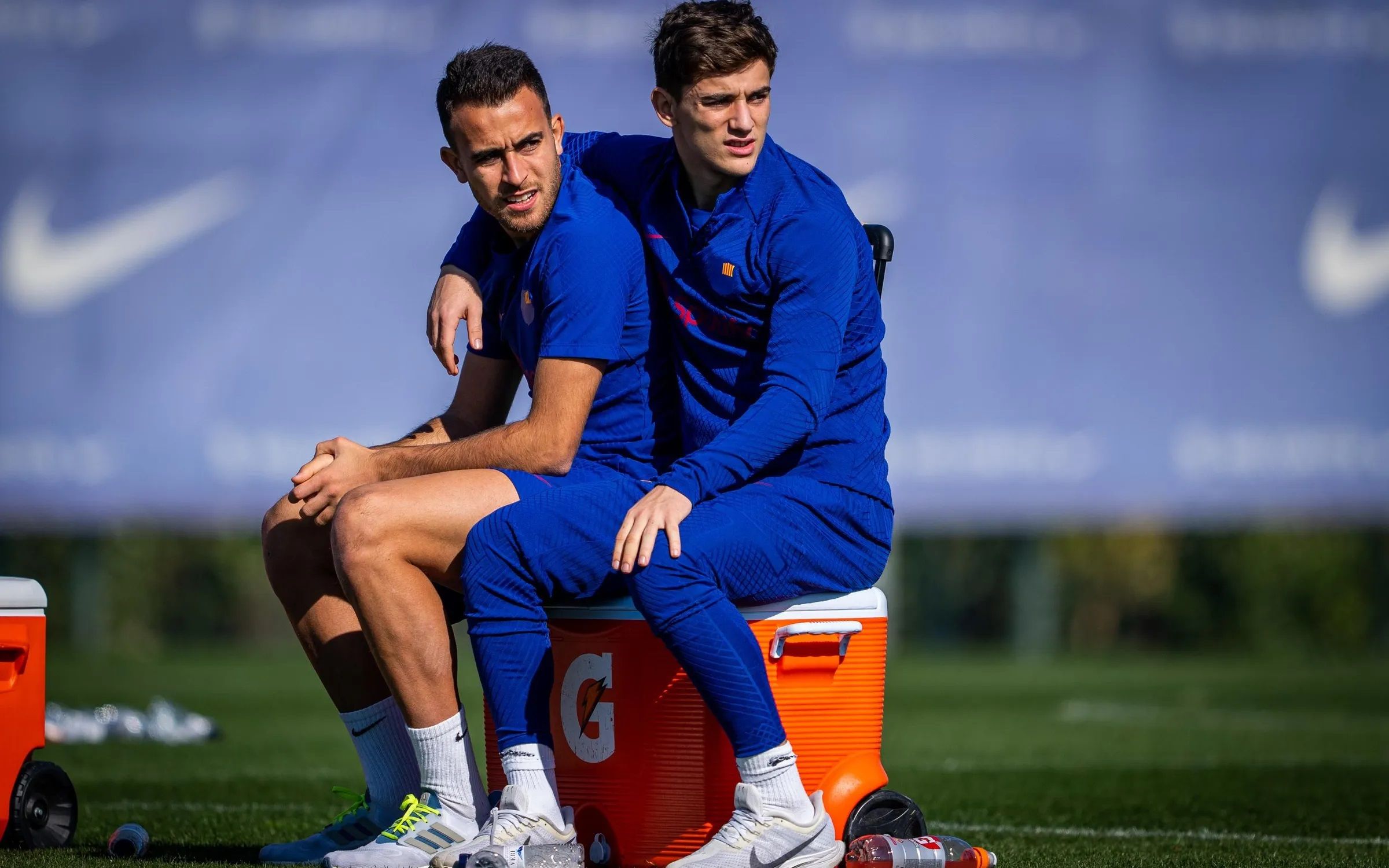  Eric García y Gavi, en una sesión del Barcelona.