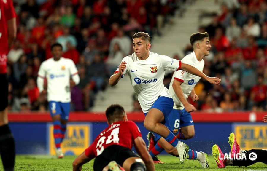  Fermín López celebra su gol en el Mallorca-Barcelona. Fuente: LALIGA