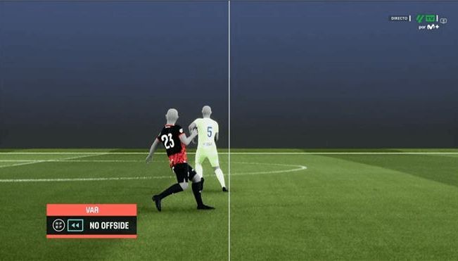  La posición de Íñigo Martínez y Maffeo en el gol del Mallorca (Captura de Movistar +)