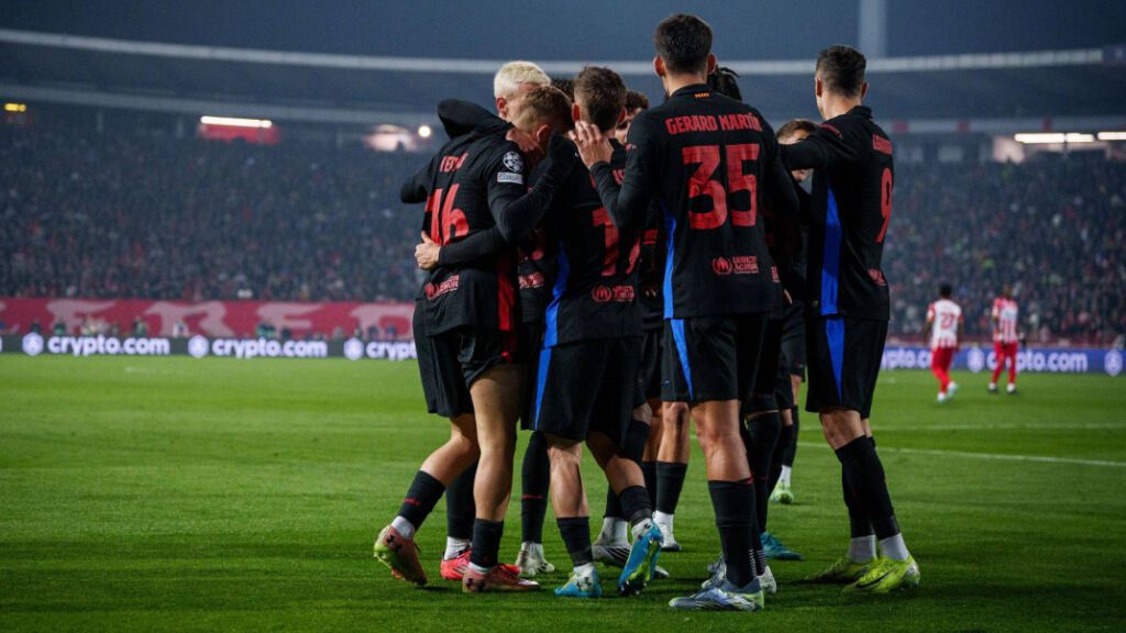 El Barcelona celebrando un gol contra el Estrella Roja (Cordon Press)