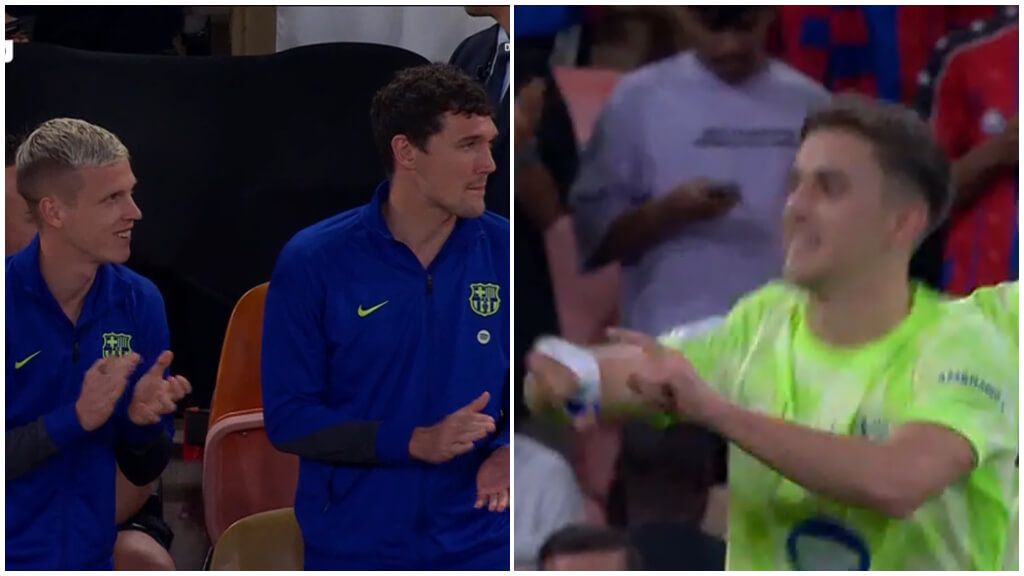  Gavi dedicó su gol a Dani Olmo con su celebración.