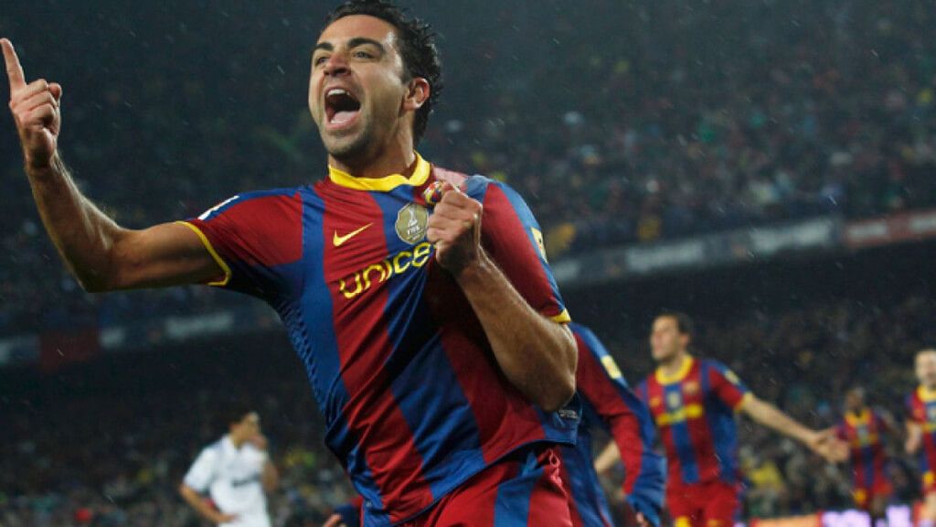  Xavi Hernández celebrando un gol en el 5-0 contra el Real Madrid