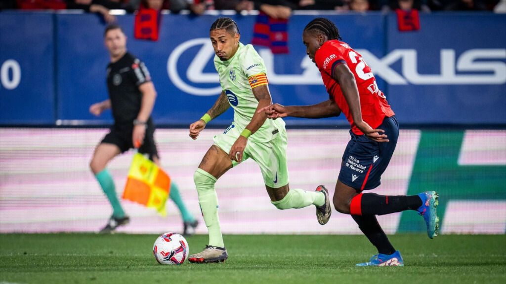 Raphinha, durante el Osasuna - Barça