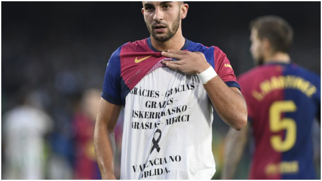 La celebración de FerranTorres dedicada a Valencia. (Fuente: Kiko Hurtado)