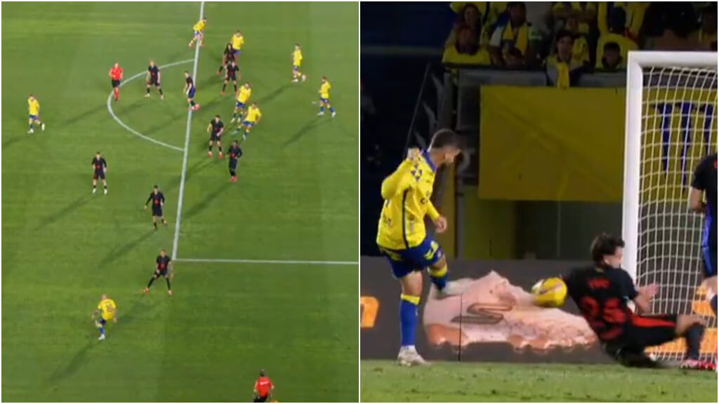 La imagen de la polémica en el partido entre Las Palmas y el FC Barcelona (Movistar+)