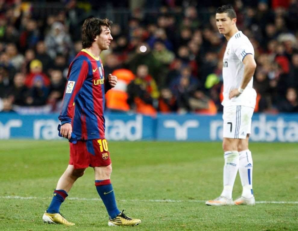  Leo Messi y Cristiano Ronaldo en el Clásico de 2010