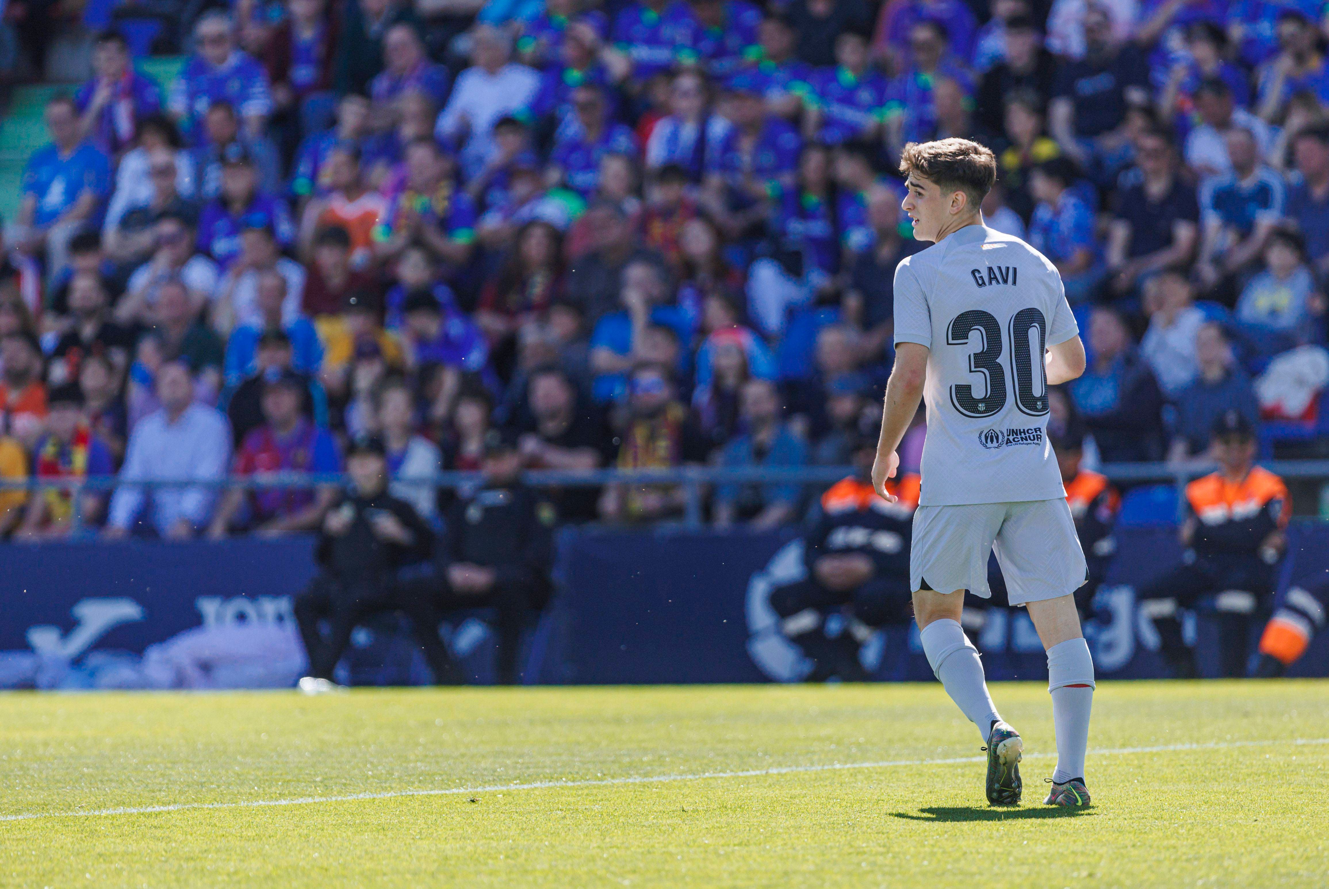 Gavi, en el Getafe-Barcelona de la jornada 29 de LaLiga (FOTO: Cordón Press).