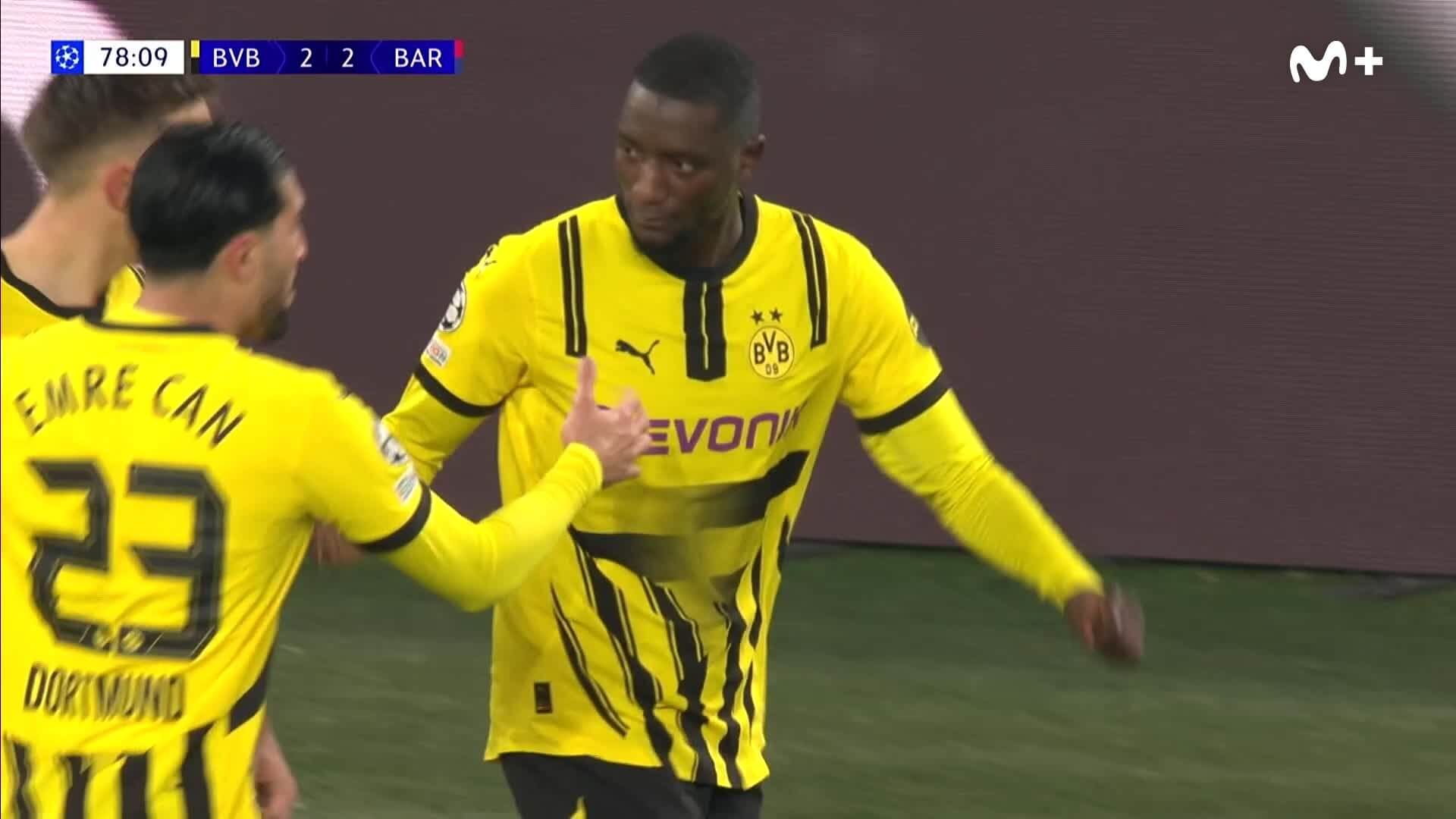  Guirassy en el gol del empate ante el Barcelona (Movistar +)