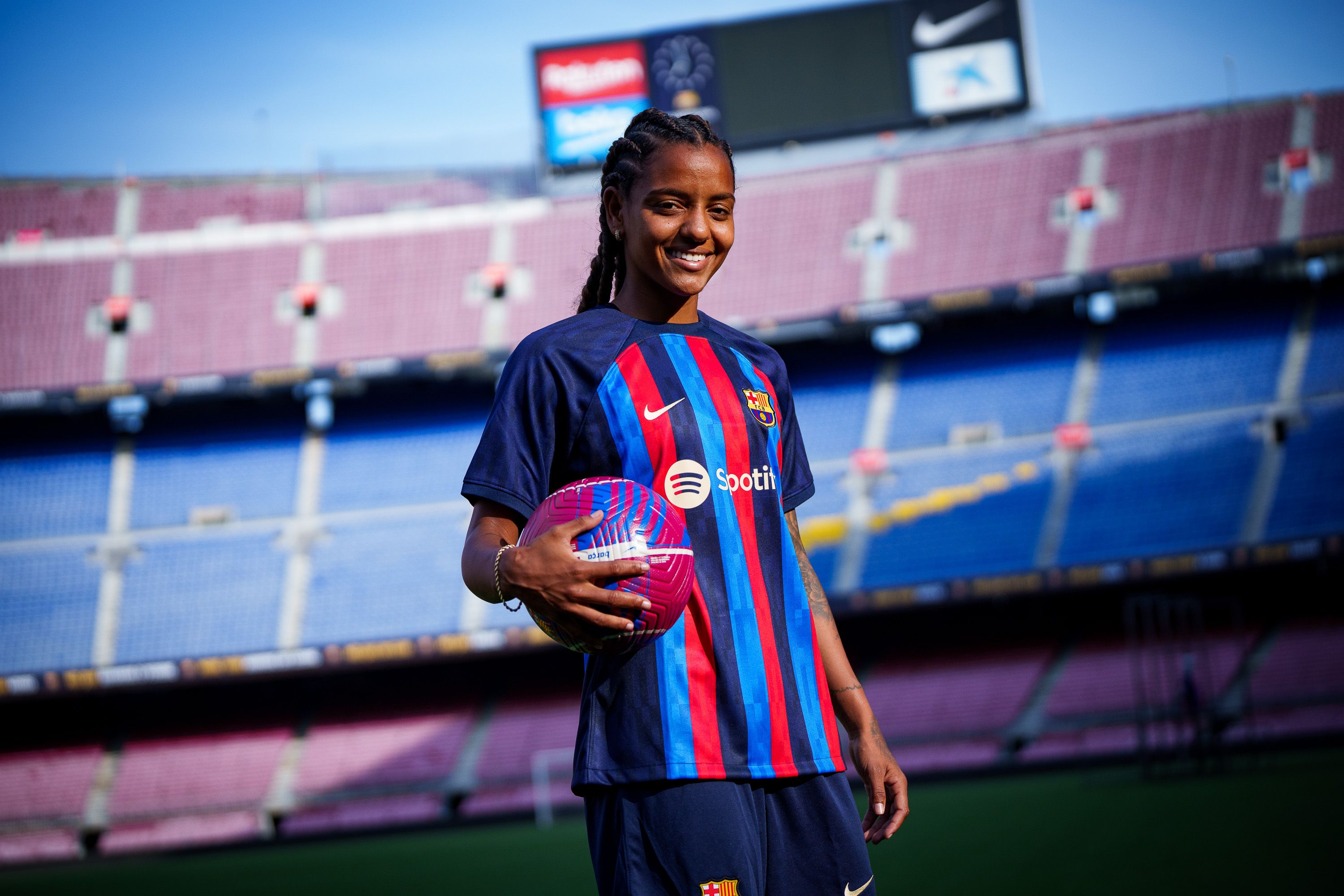 Geyse Ferreira, en su presentación con el Barça.