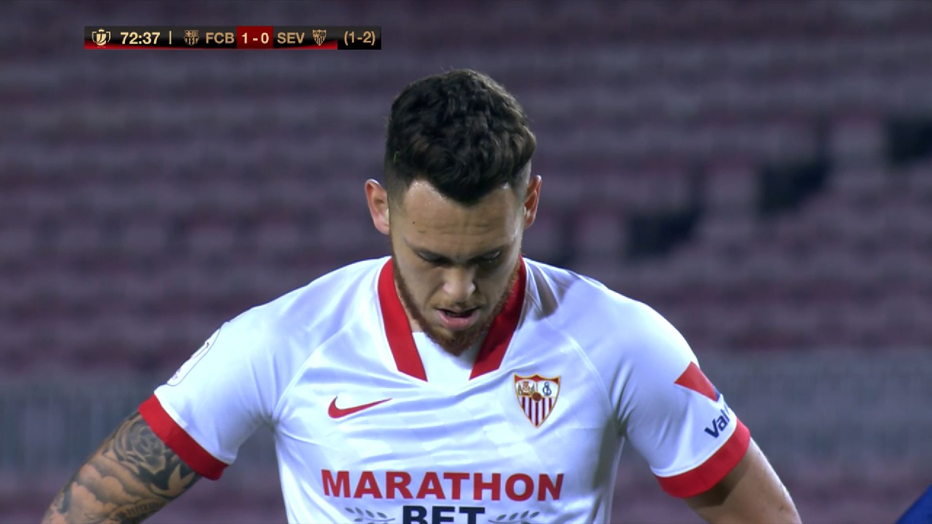  Ocampos, antes de fallar el penalti que pudo cambiar el destino del Sevilla.
